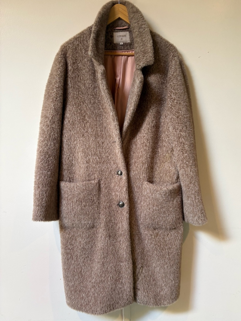 Taupe Faux-Fur Pea Coat